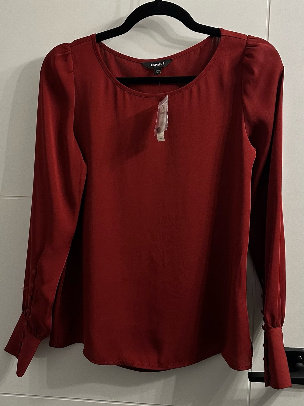 Express Puff Sleeve Button Cuff Blouse Red Size XS New With Tags